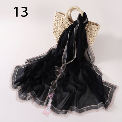 Stripes Border Linen Scarf