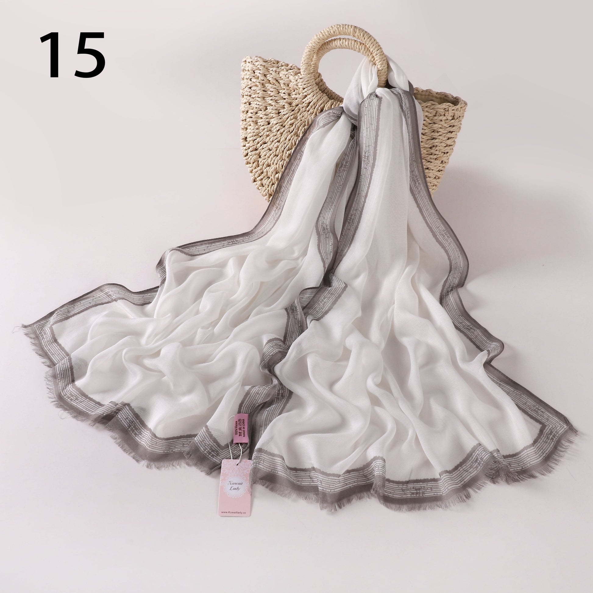 Stripes Border Linen Scarf