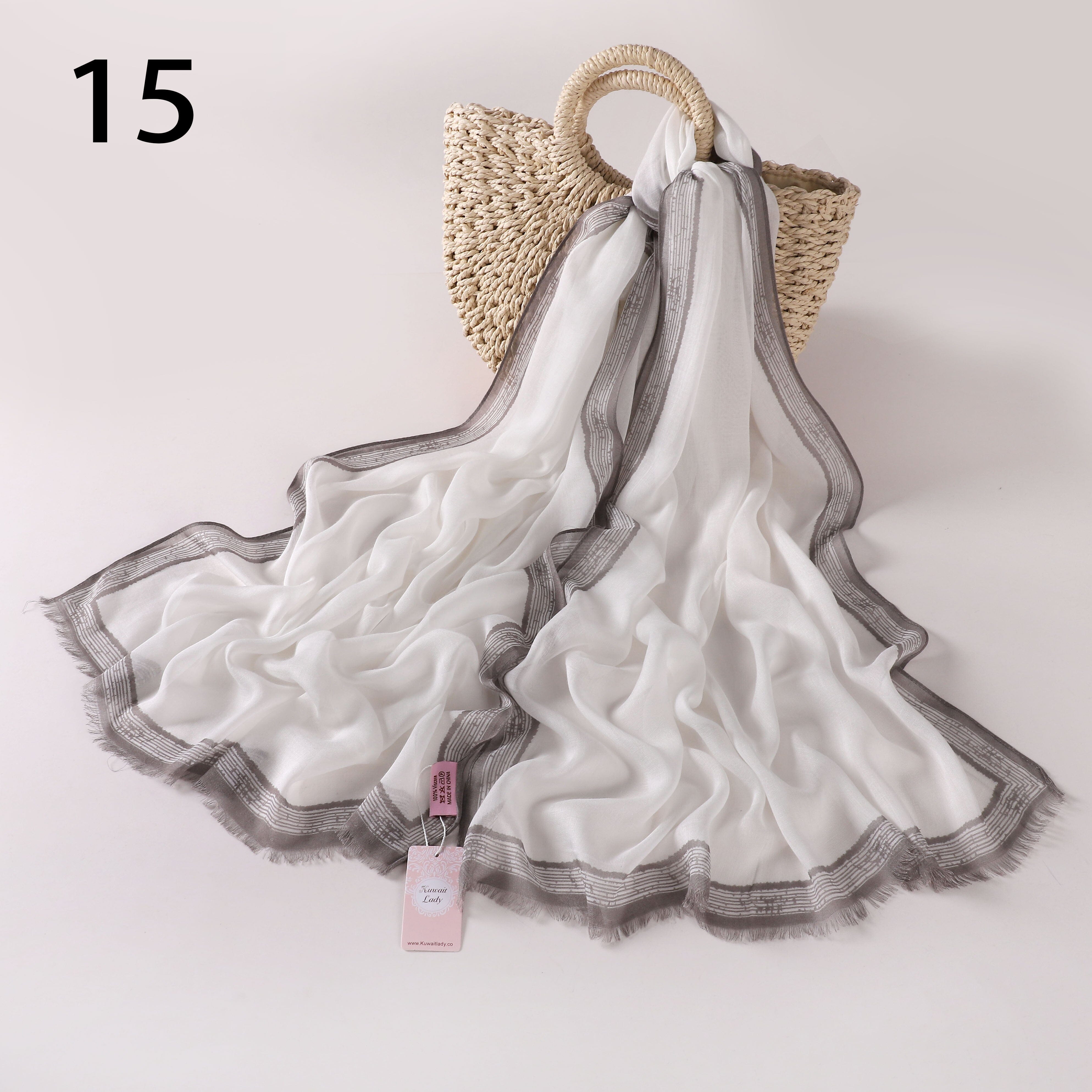 Stripes Border Linen Scarf