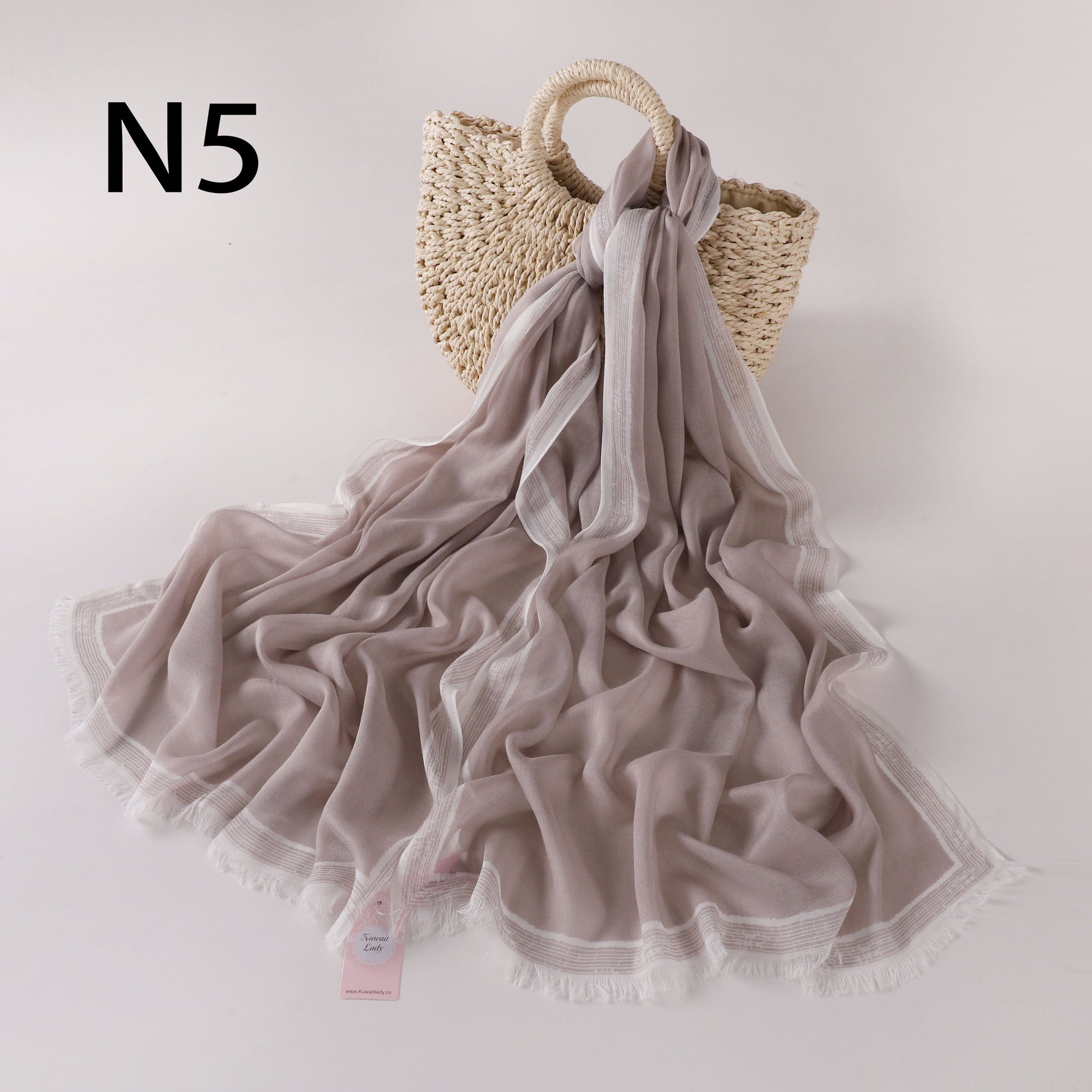 Stripes Border Linen Scarf