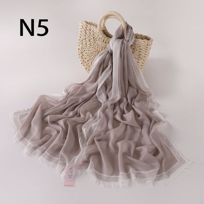 Stripes Border Linen Scarf