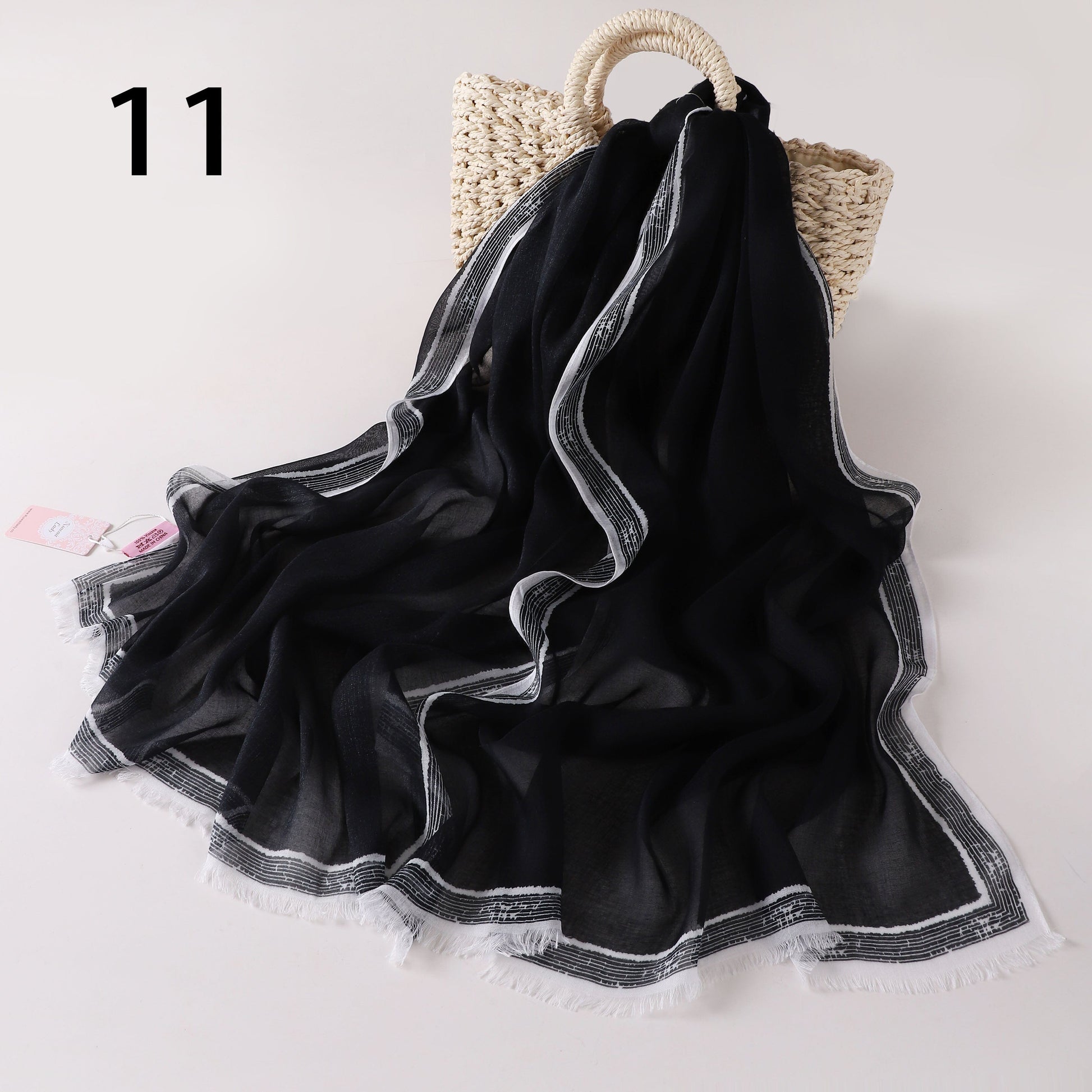 Stripes Border Linen Scarf