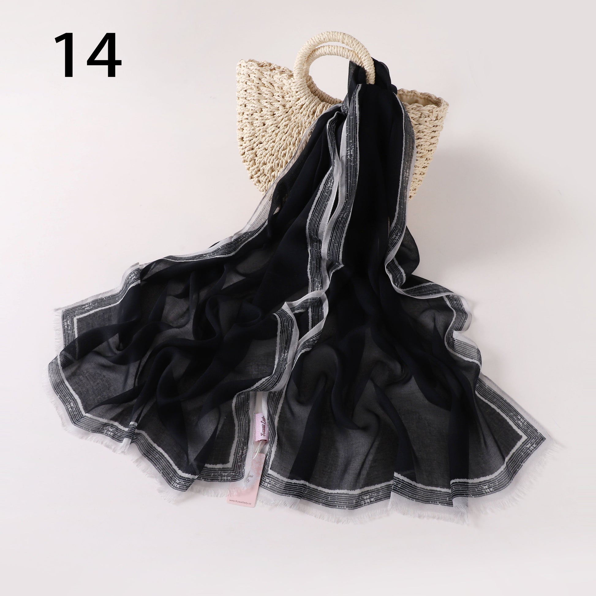 Stripes Border Linen Scarf