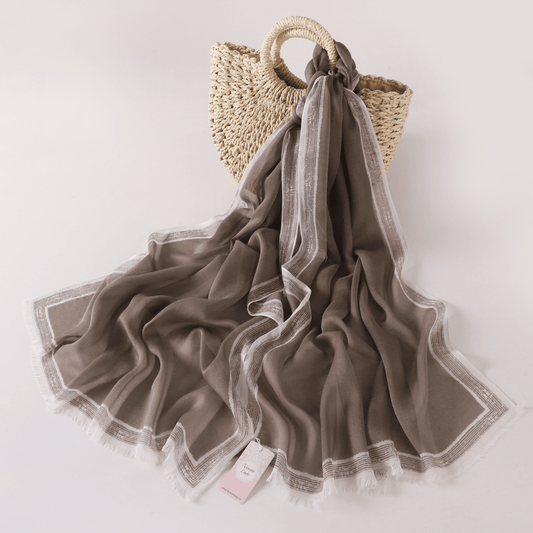 Stripes Border Linen Scarf