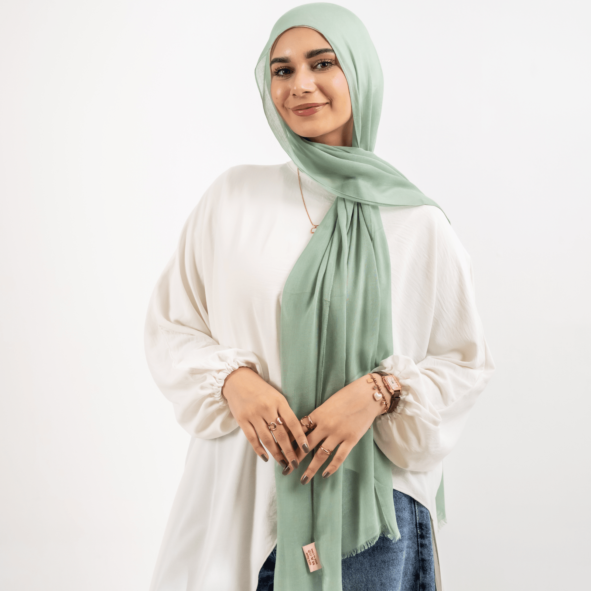 Threaded Linen Plain Khafeef Scarf