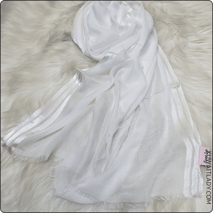 Three Satin Lines Linen Scarf