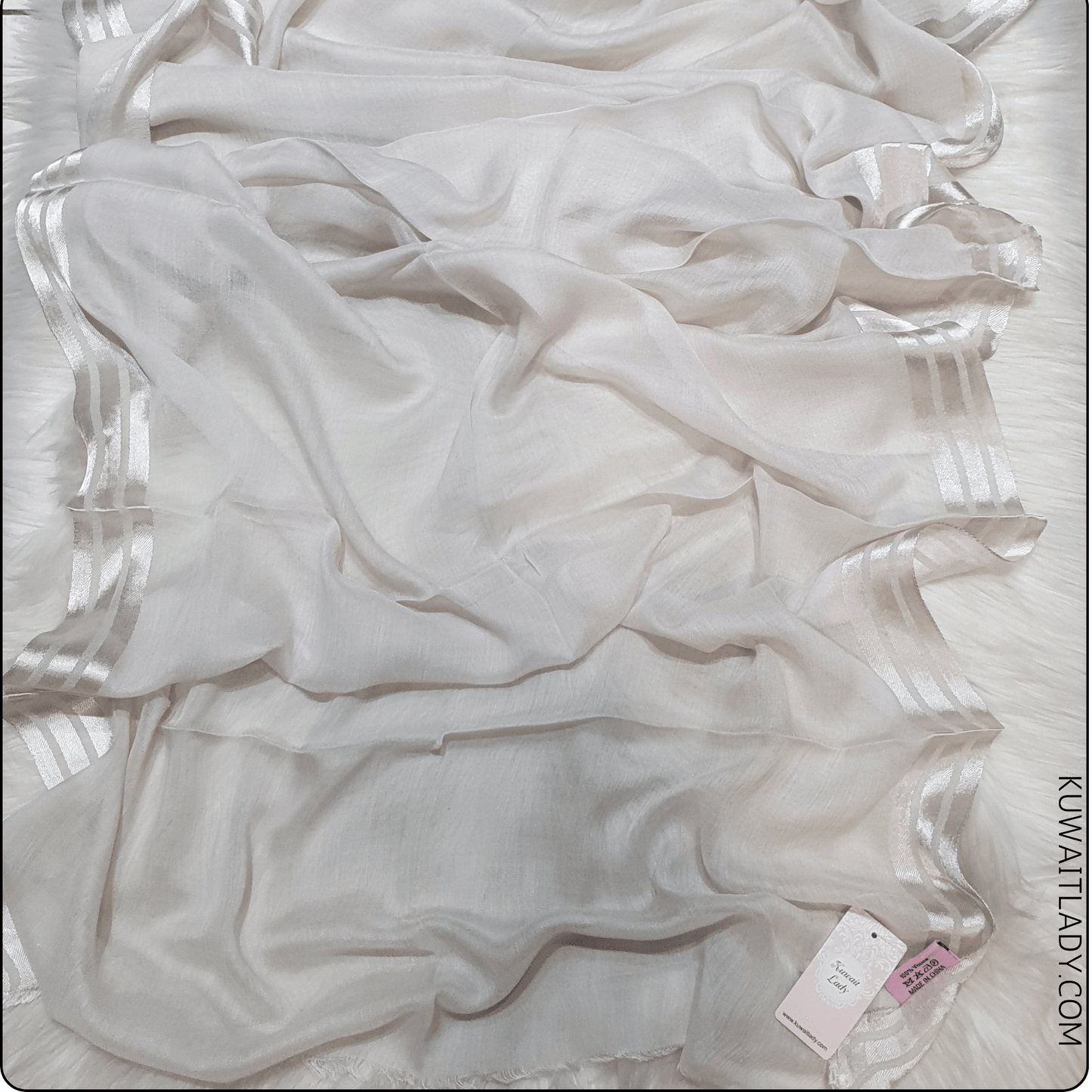 Three Satin Lines Linen Scarf