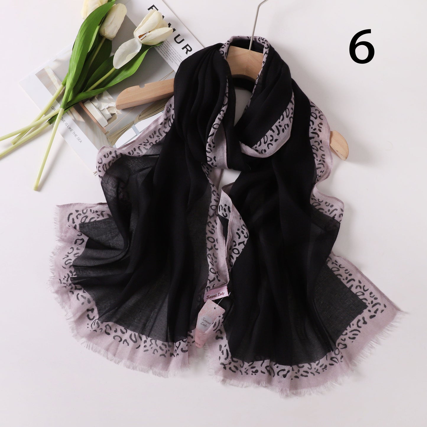 Tiger Border Linen Scarf