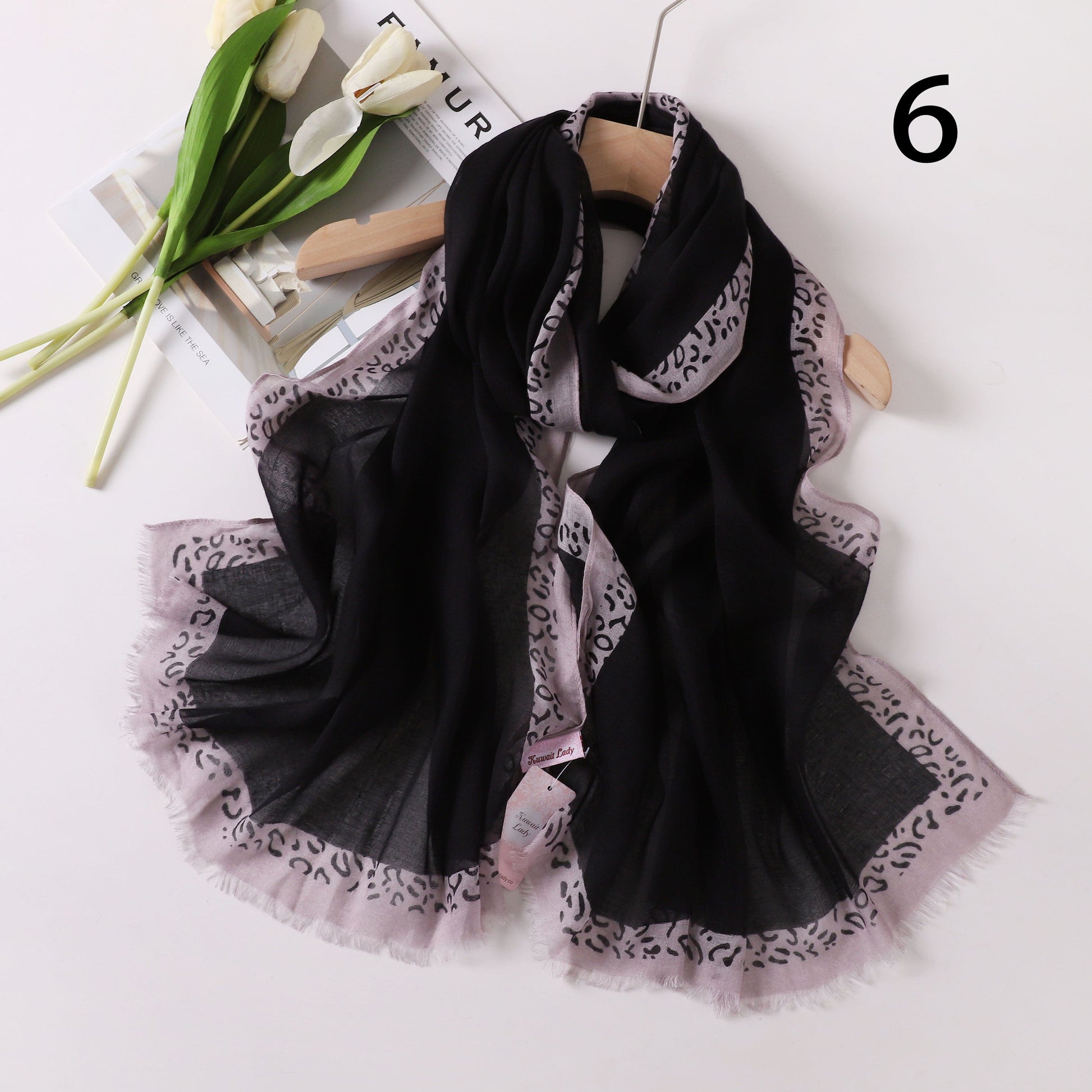 Tiger Border Linen Scarf