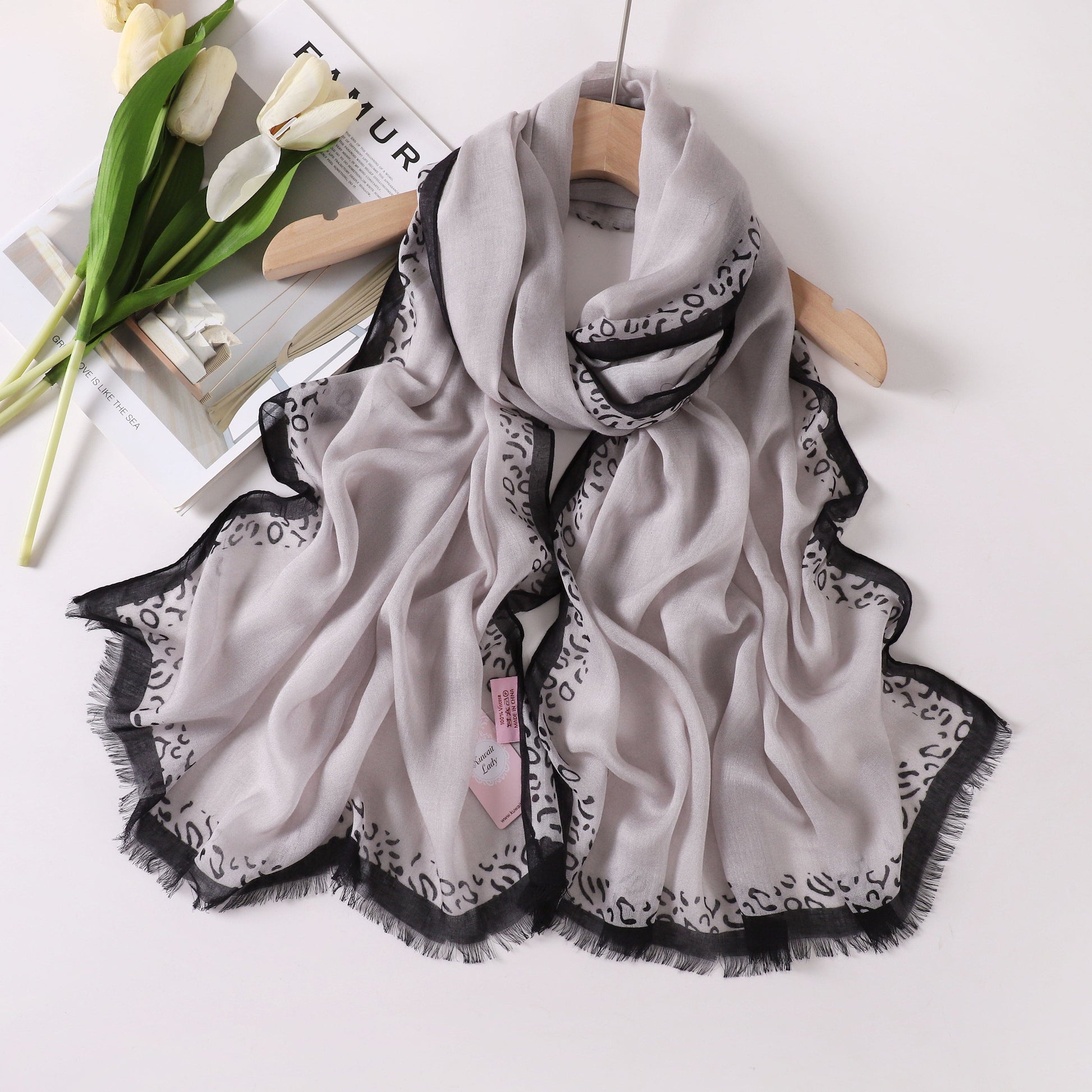 Tiger Border Linen Scarf