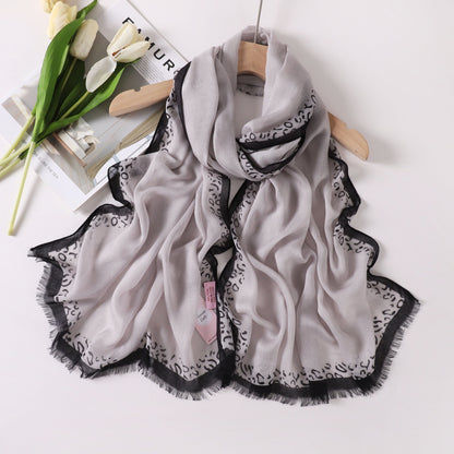 Tiger Border Linen Scarf