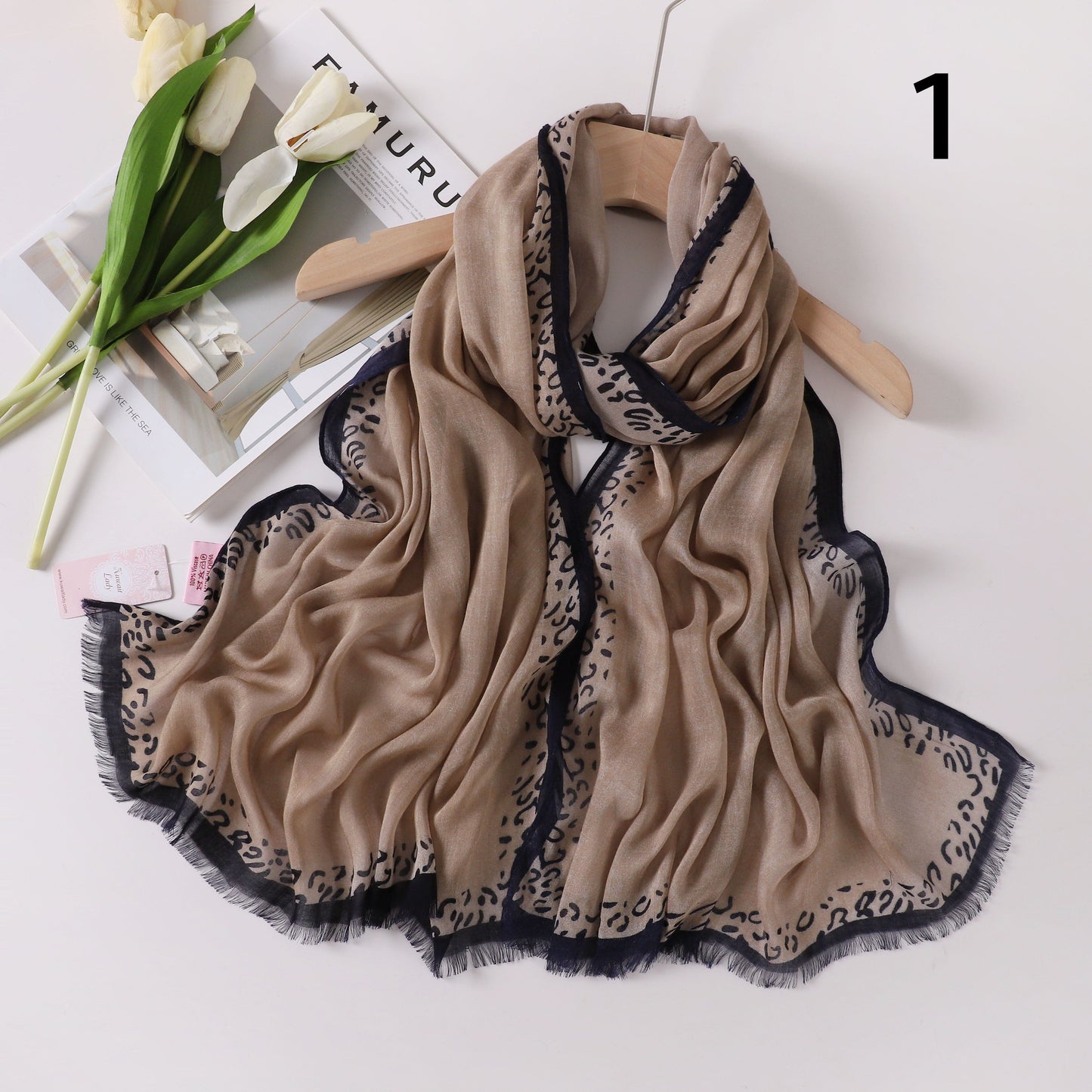 Tiger Border Linen Scarf