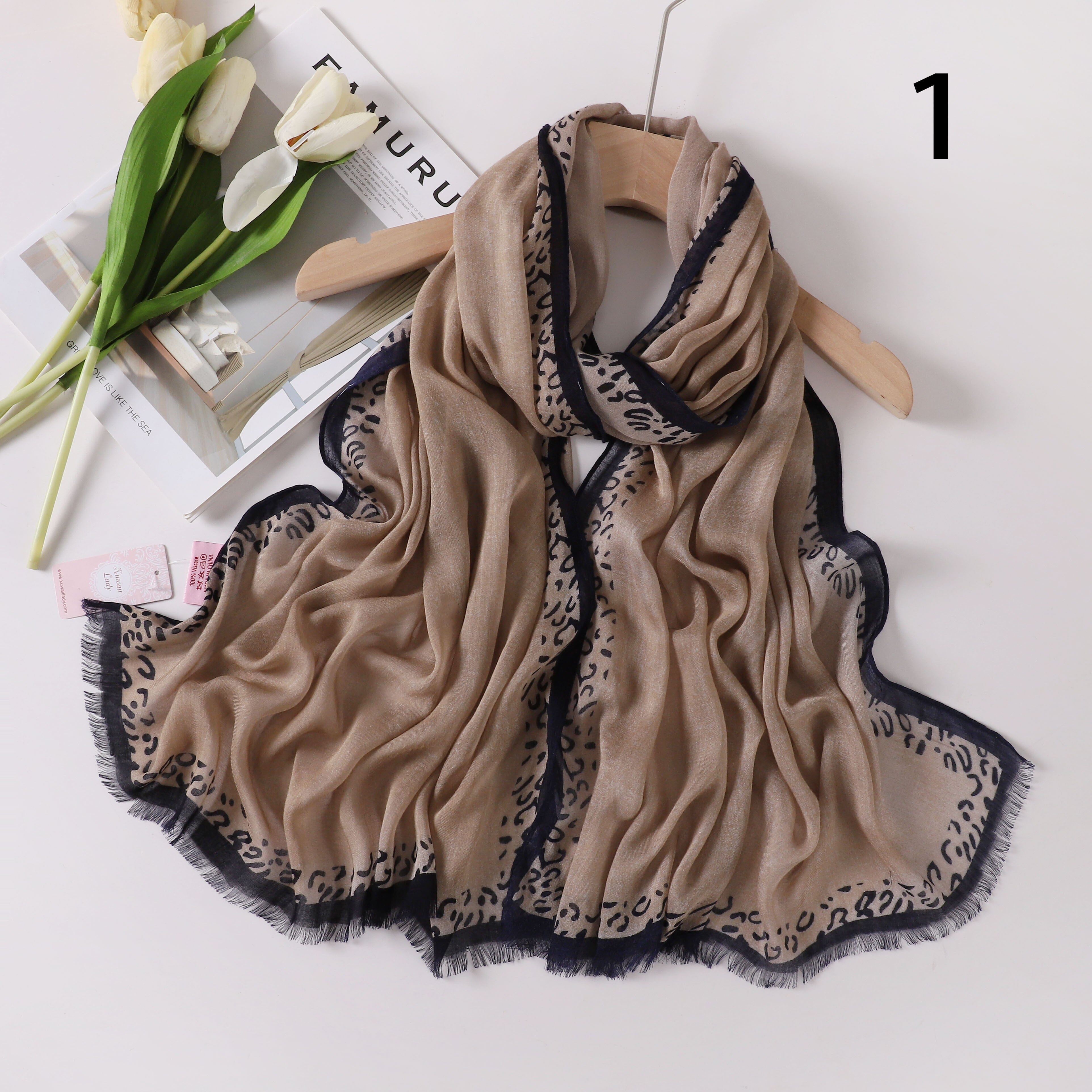 Tiger Border Linen Scarf