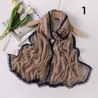 Tiger Border Linen Scarf