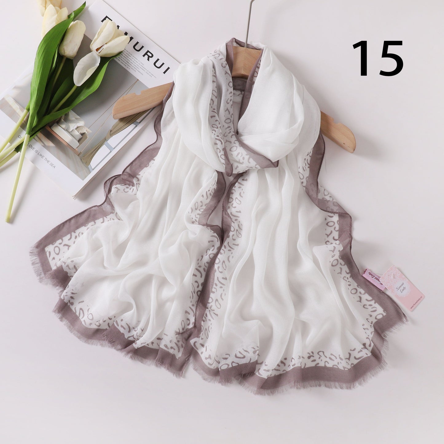 Tiger Border Linen Scarf