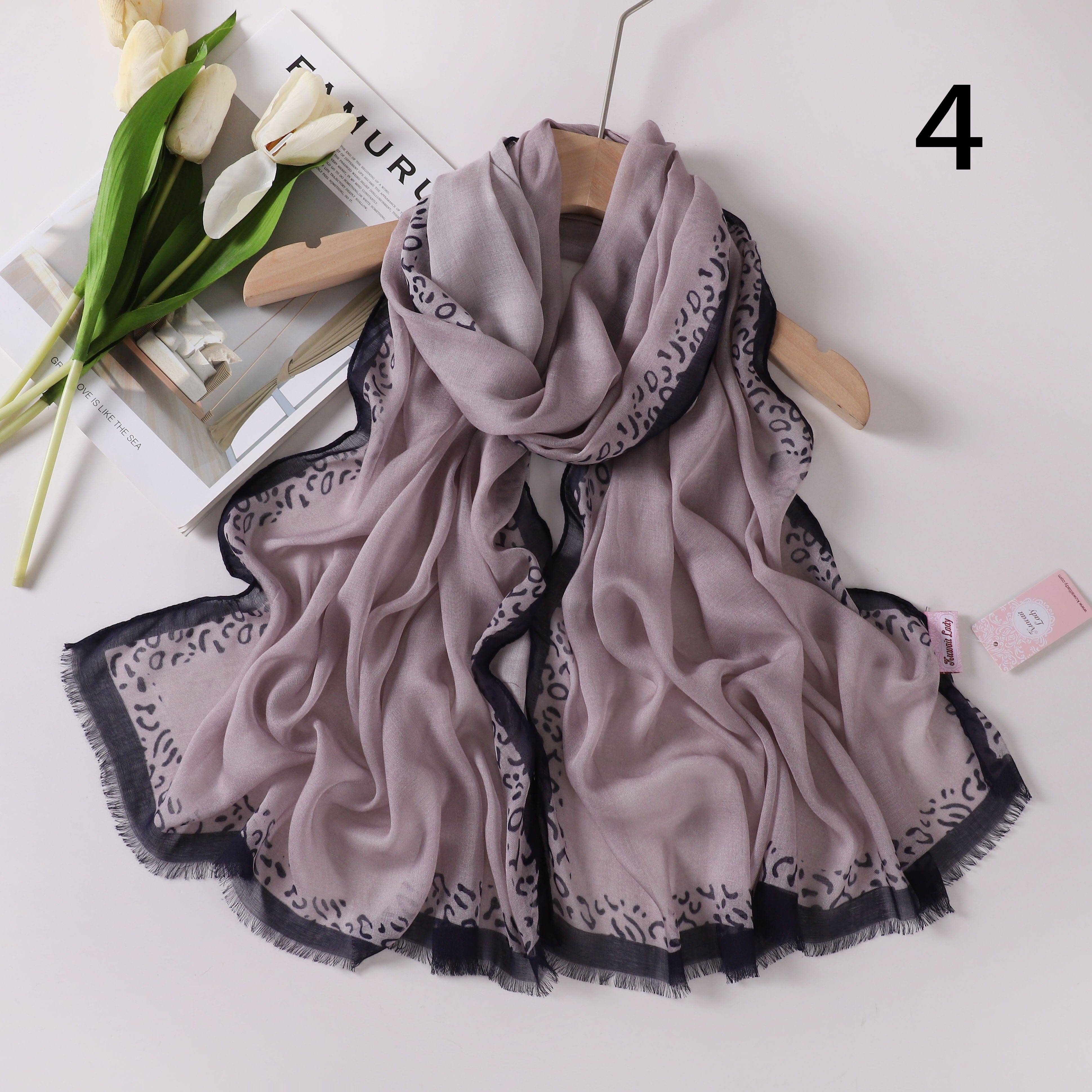 Tiger Border Linen Scarf