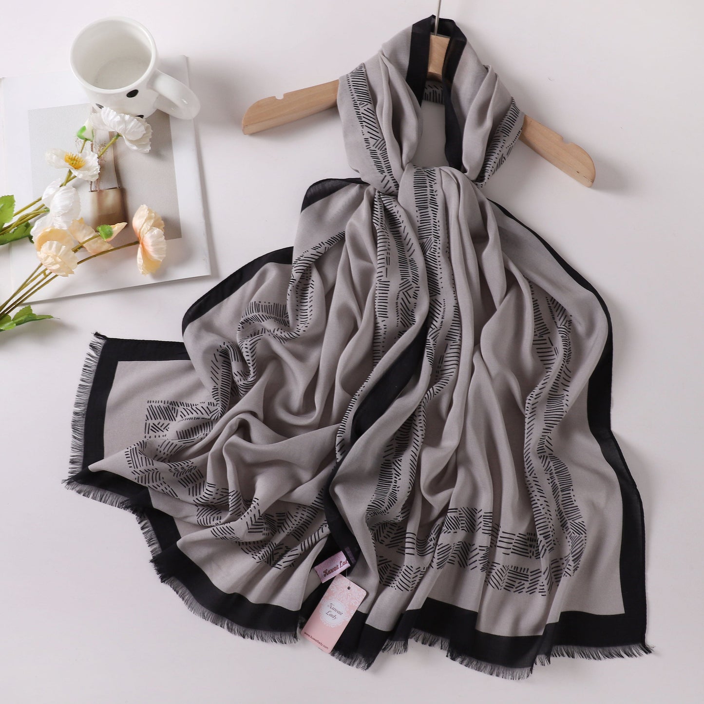 Viscose Language Print Scarf