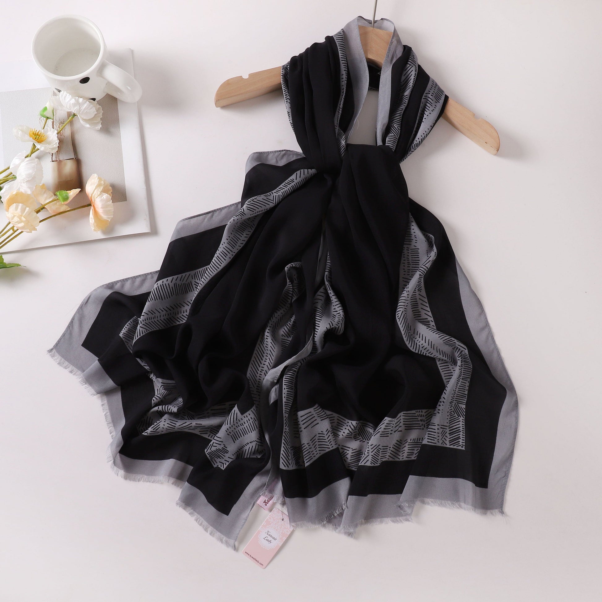 Viscose Language Print Scarf