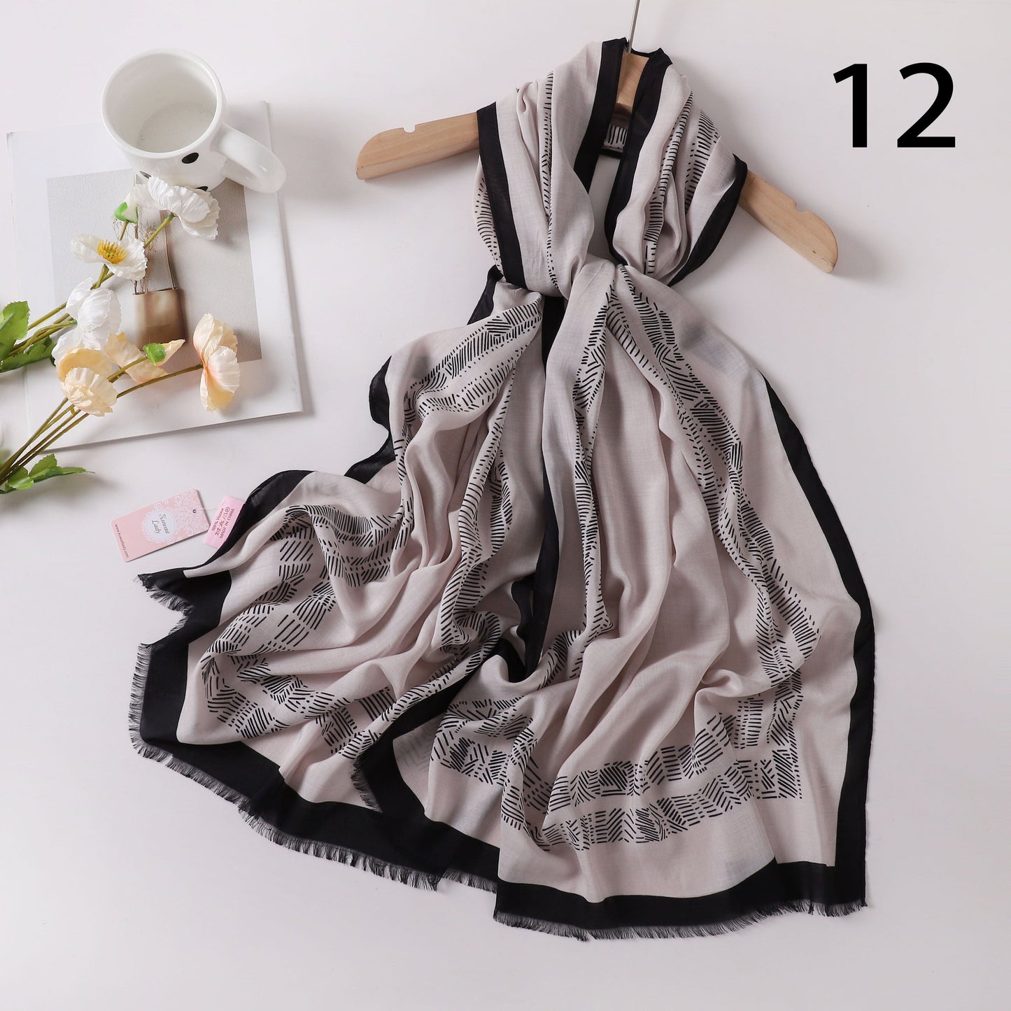 Viscose Language Print Scarf