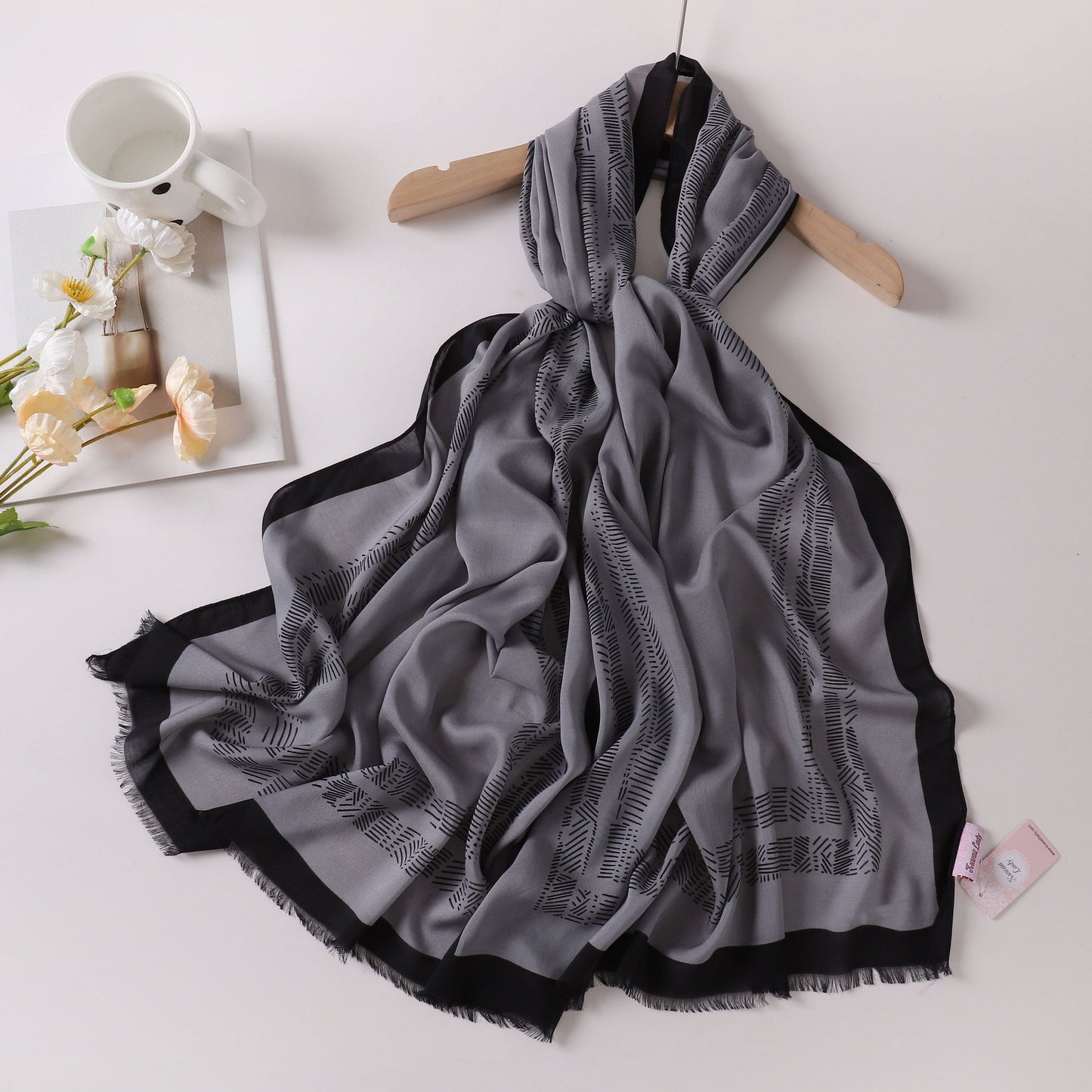 Viscose Language Print Scarf