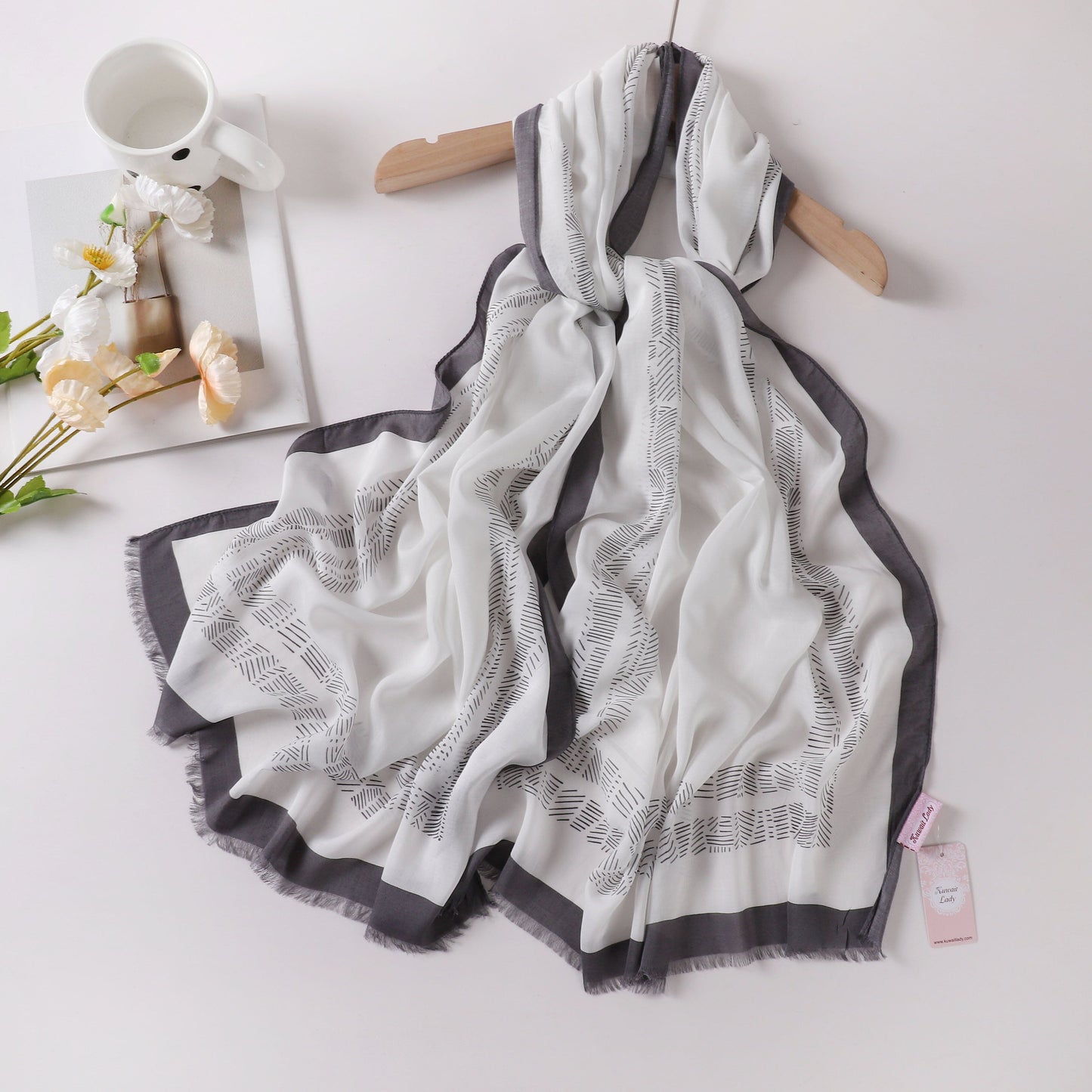 Viscose Language Print Scarf