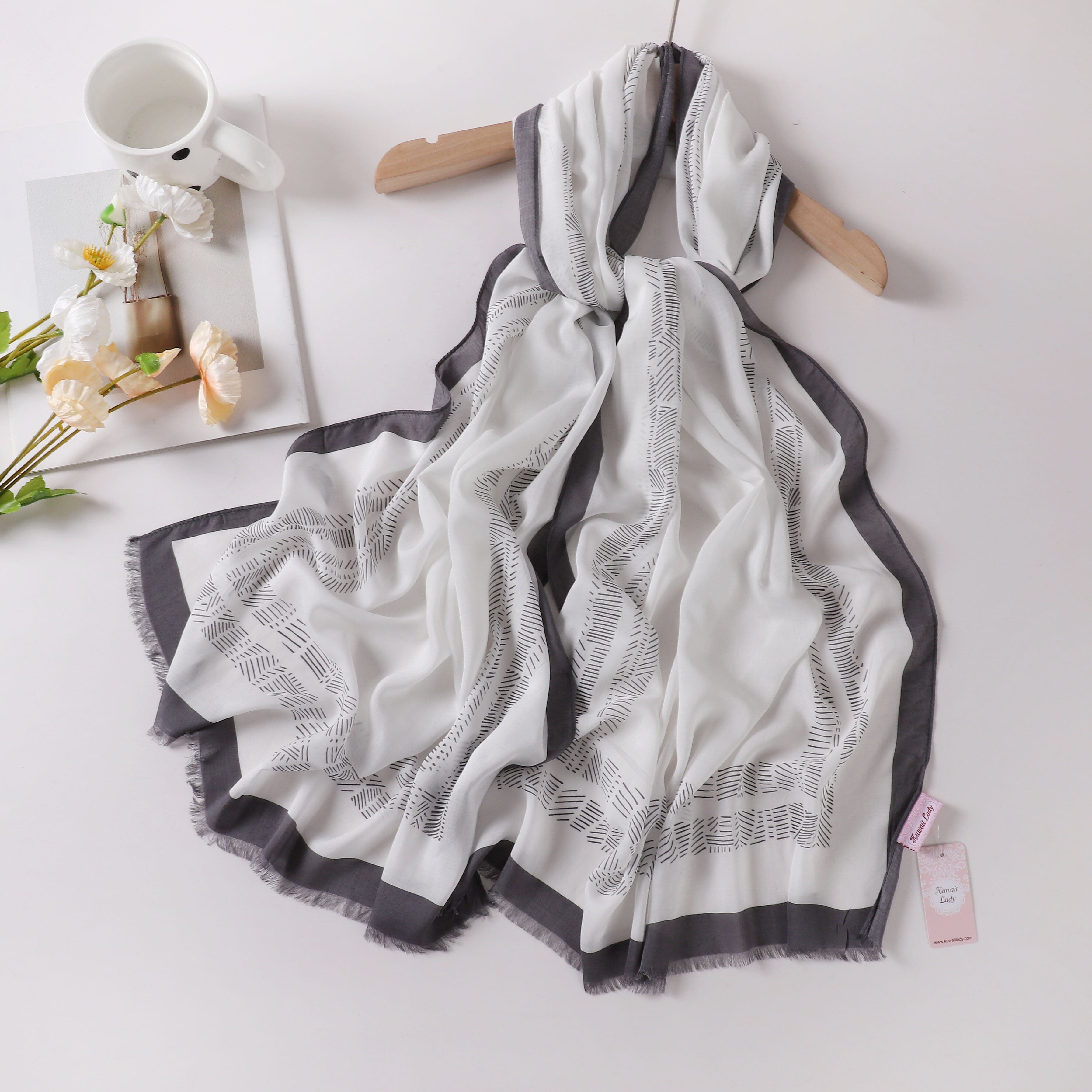 Viscose Language Print Scarf