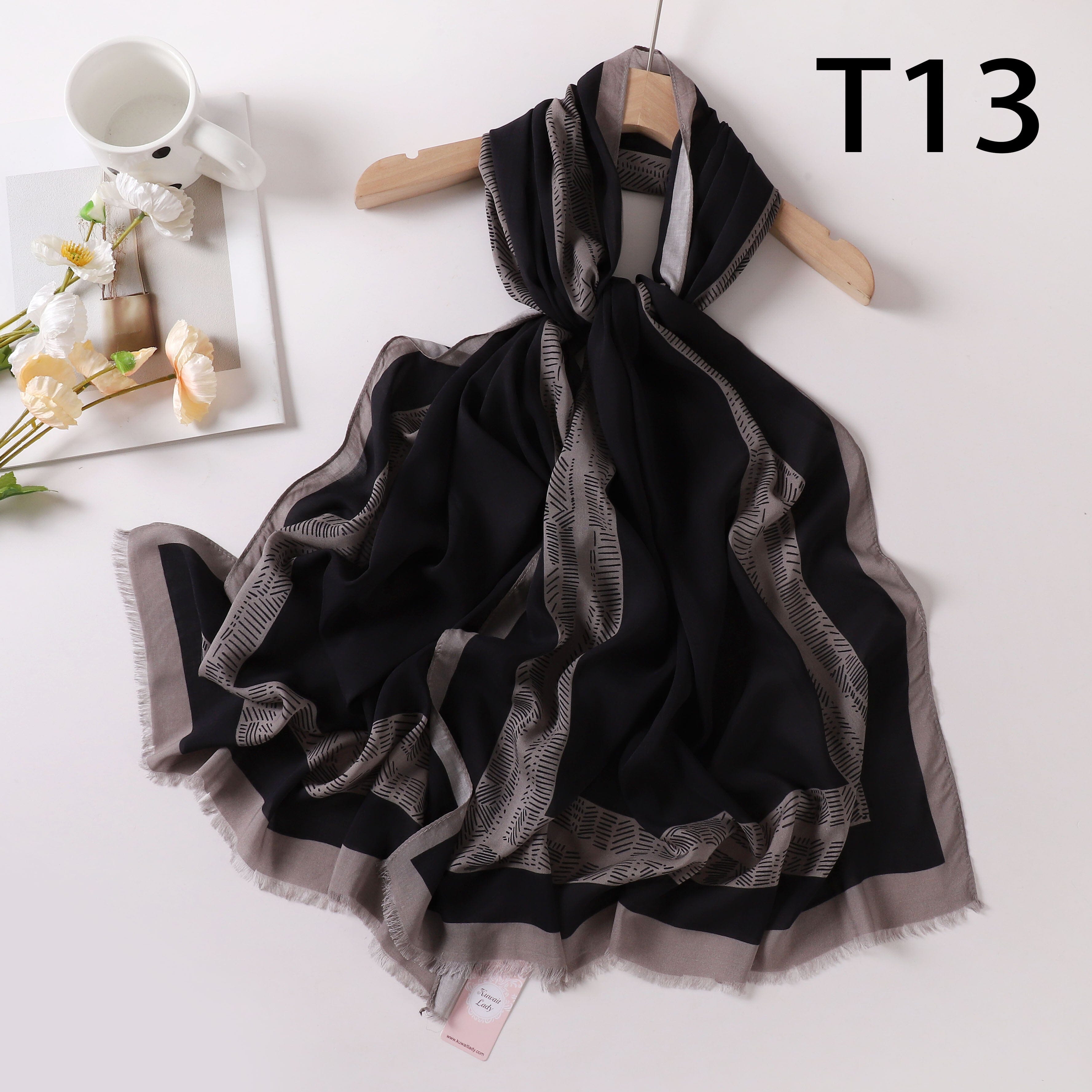 Viscose Language Print Scarf