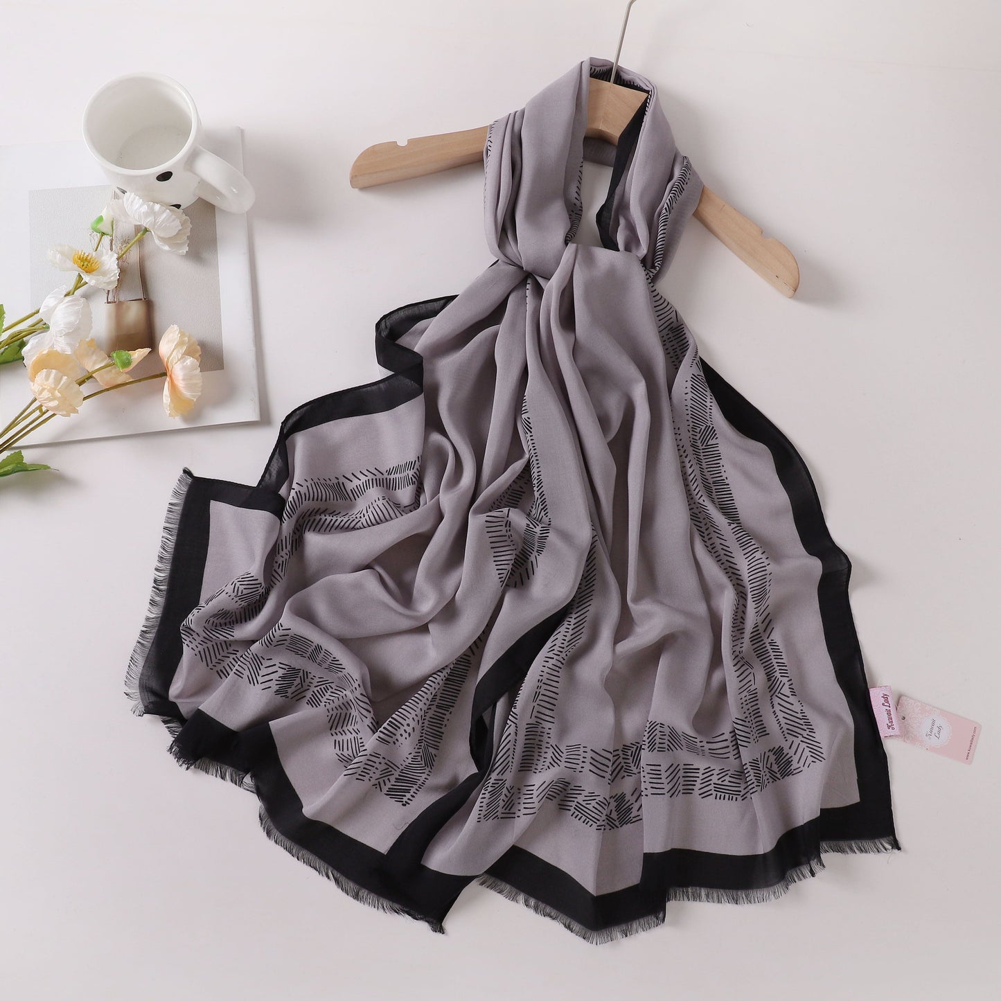 Viscose Language Print Scarf