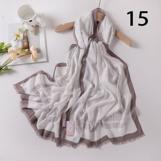 Viscose Language Print Scarf