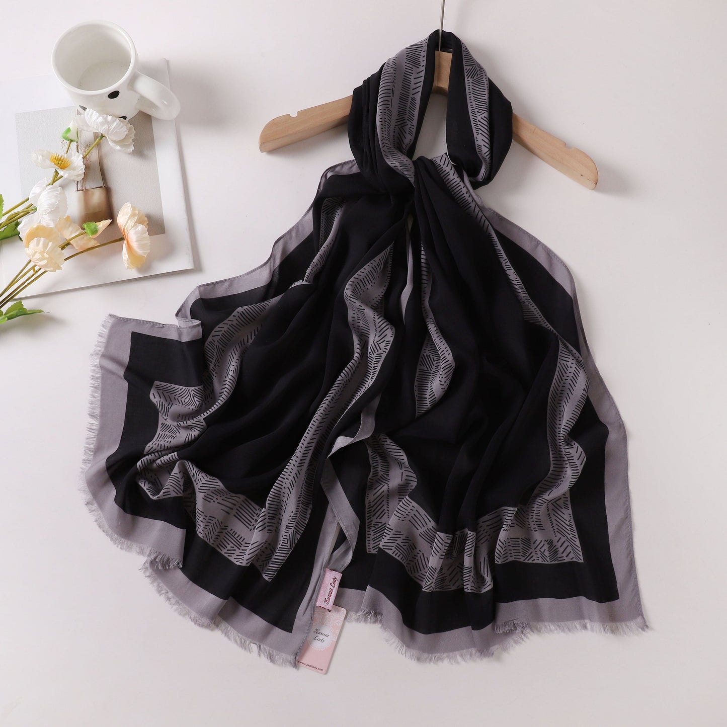 Viscose Language Print Scarf