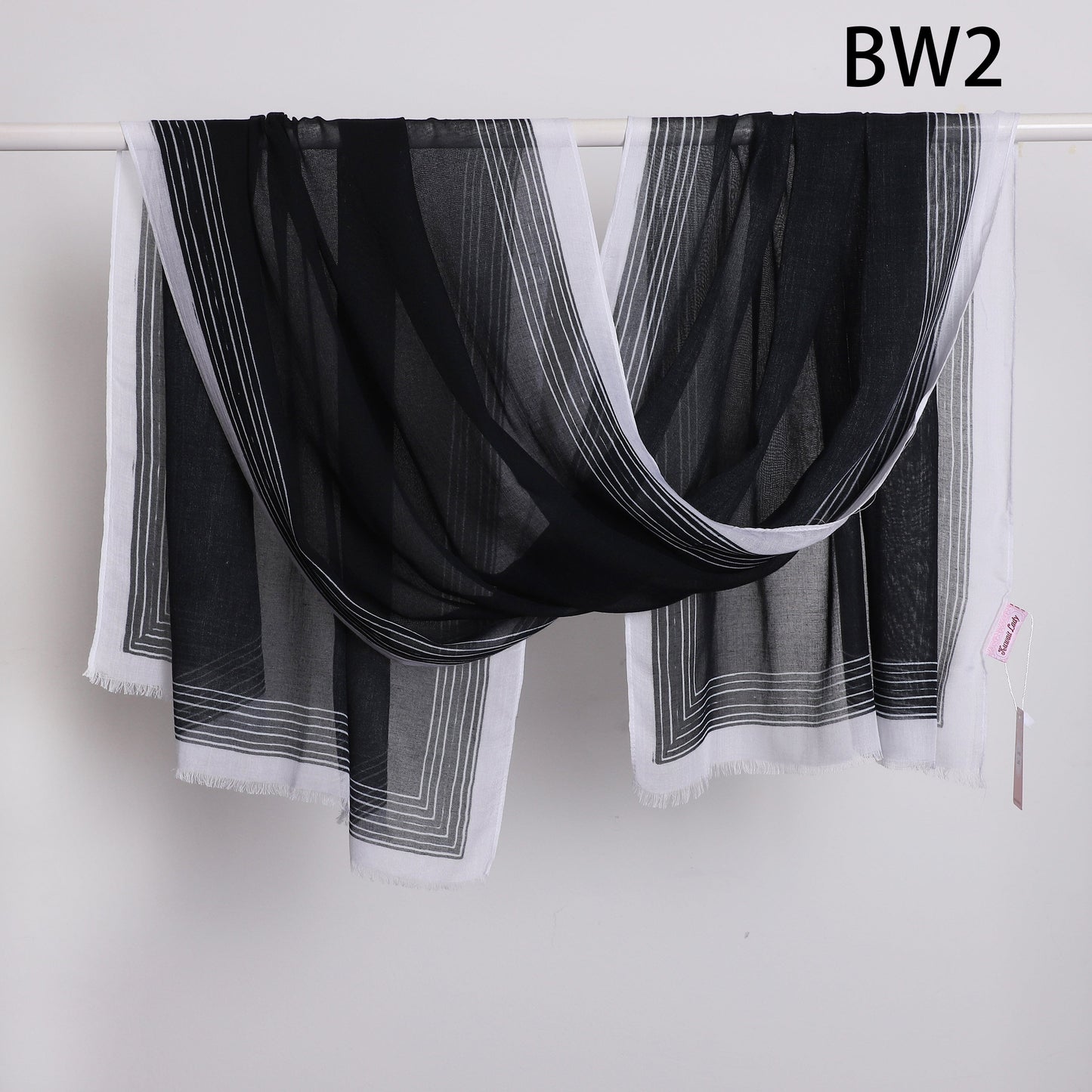 Wide Border Linen Scarf