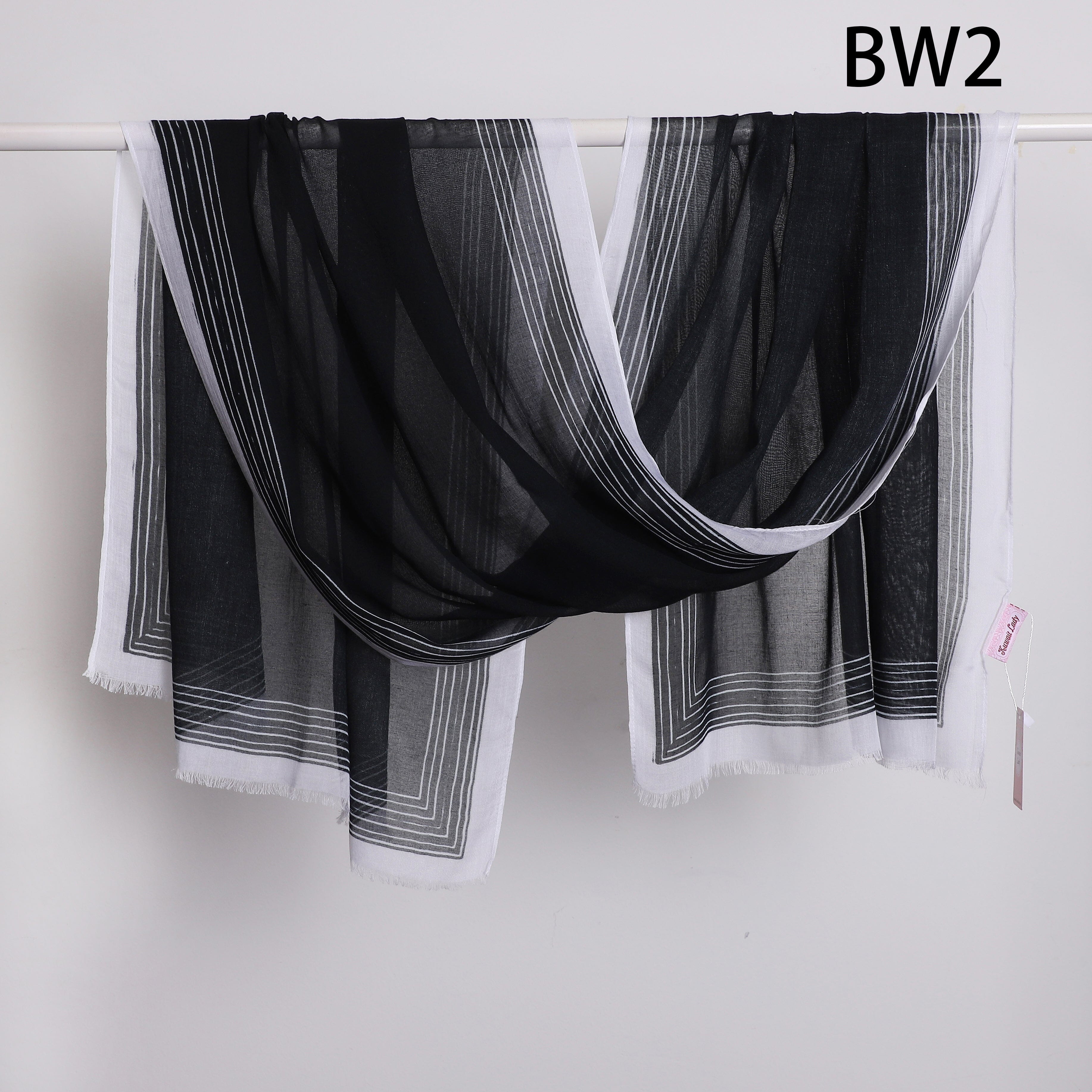 Wide Border Linen Scarf