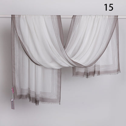 Wide Border Linen Scarf