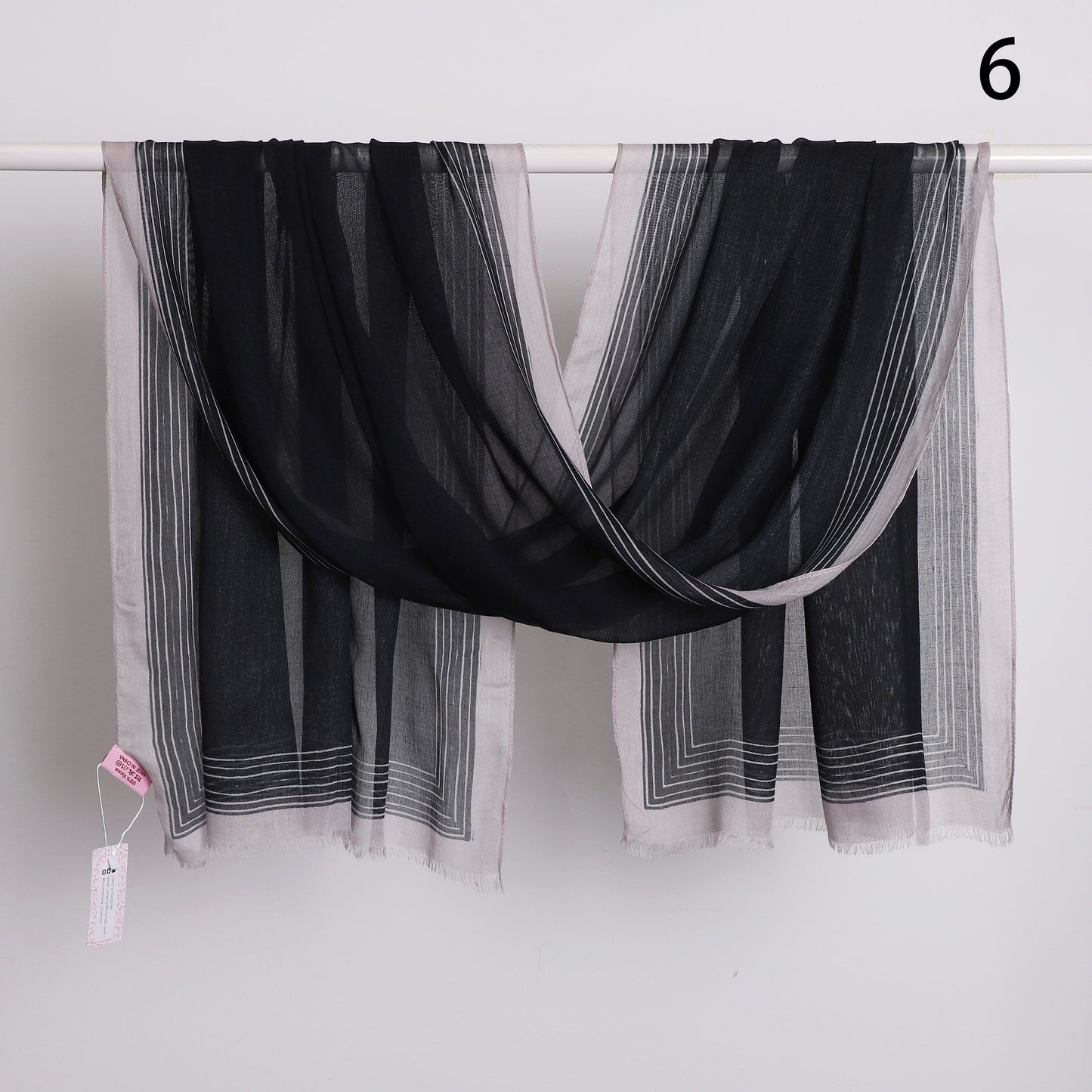 Wide Border Linen Scarf