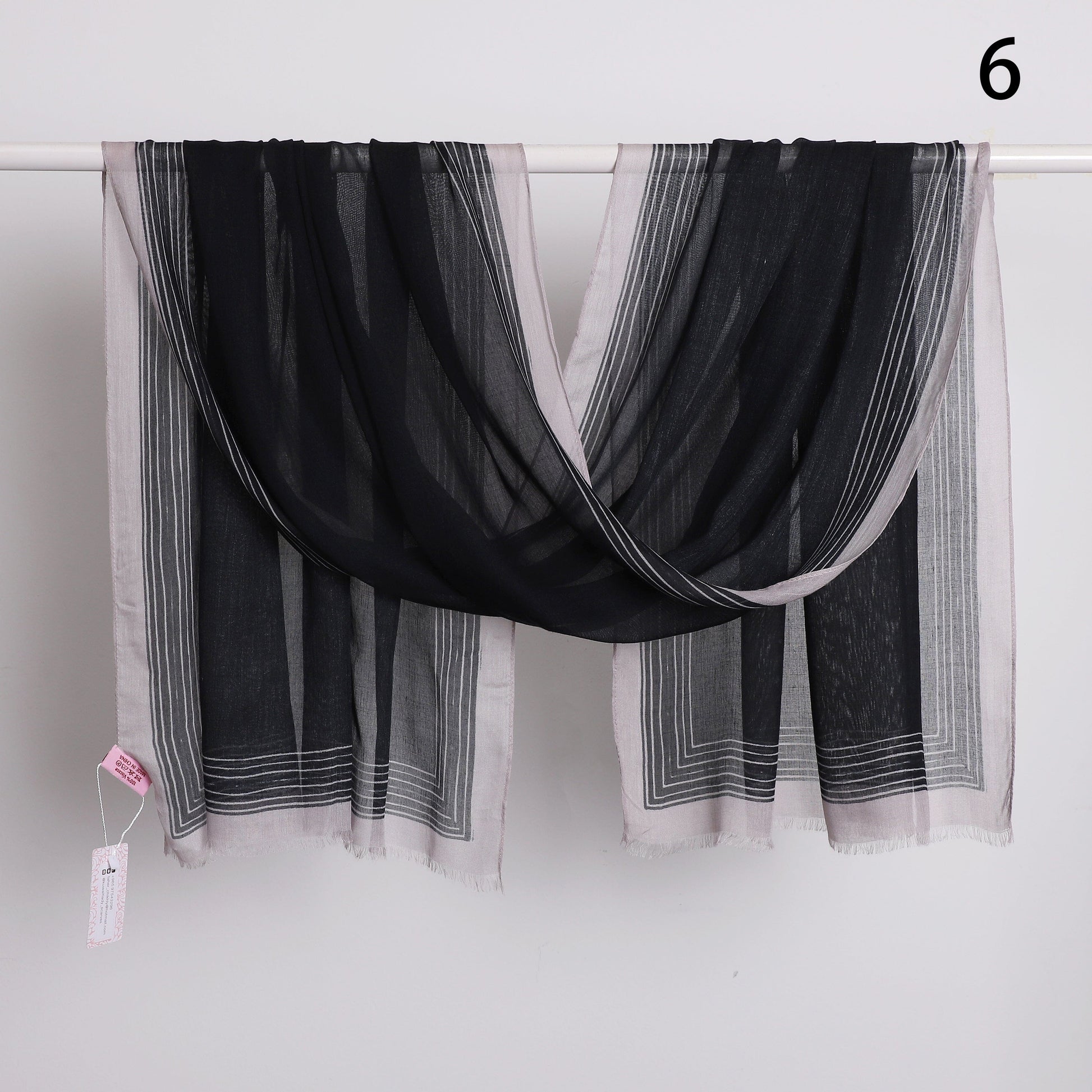 Wide Border Linen Scarf