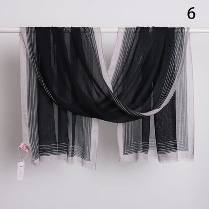 Wide Border Linen Scarf