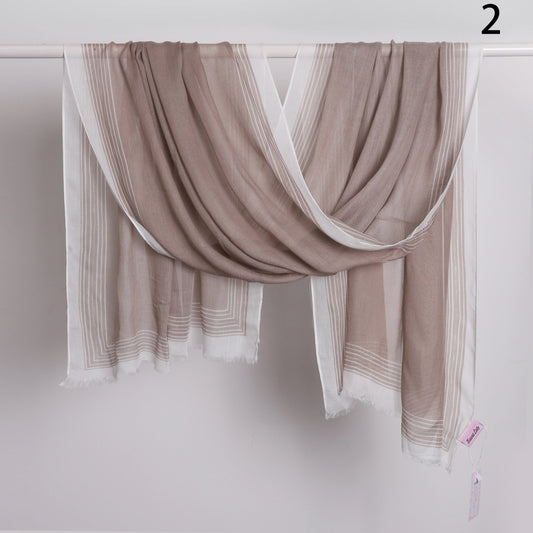 Wide Border Linen Scarf