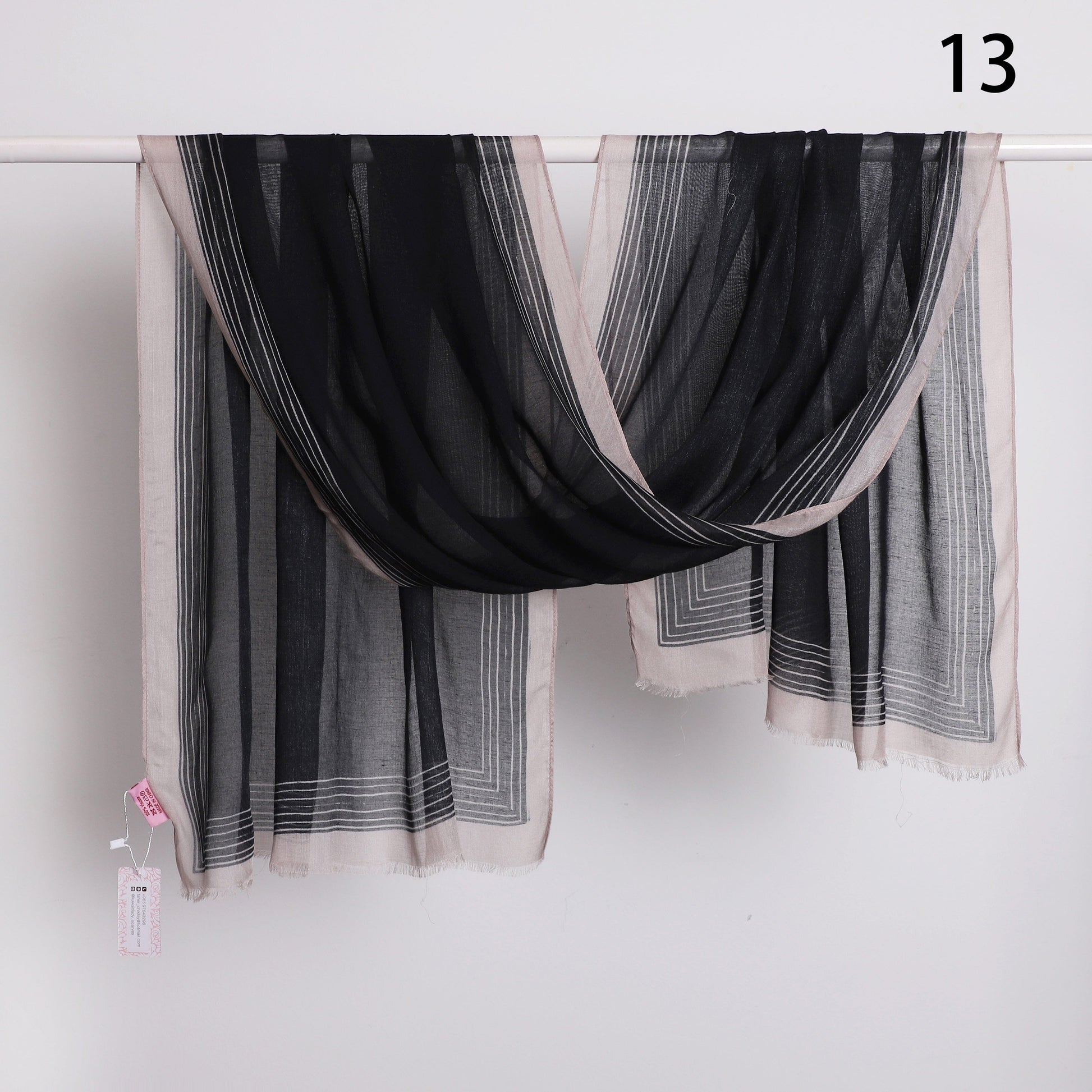 Wide Border Linen Scarf