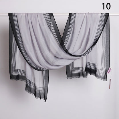 Wide Border Linen Scarf