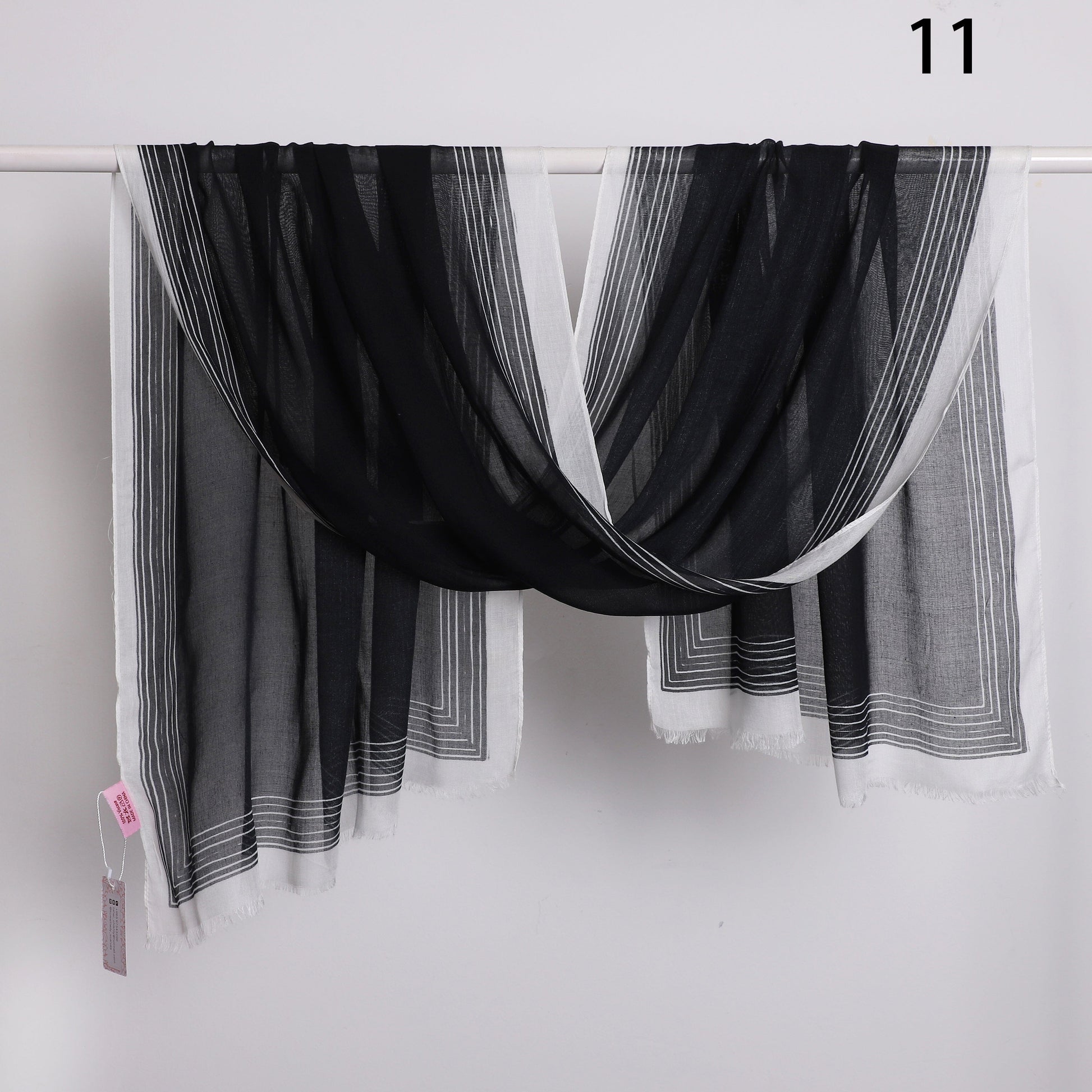 Wide Border Linen Scarf