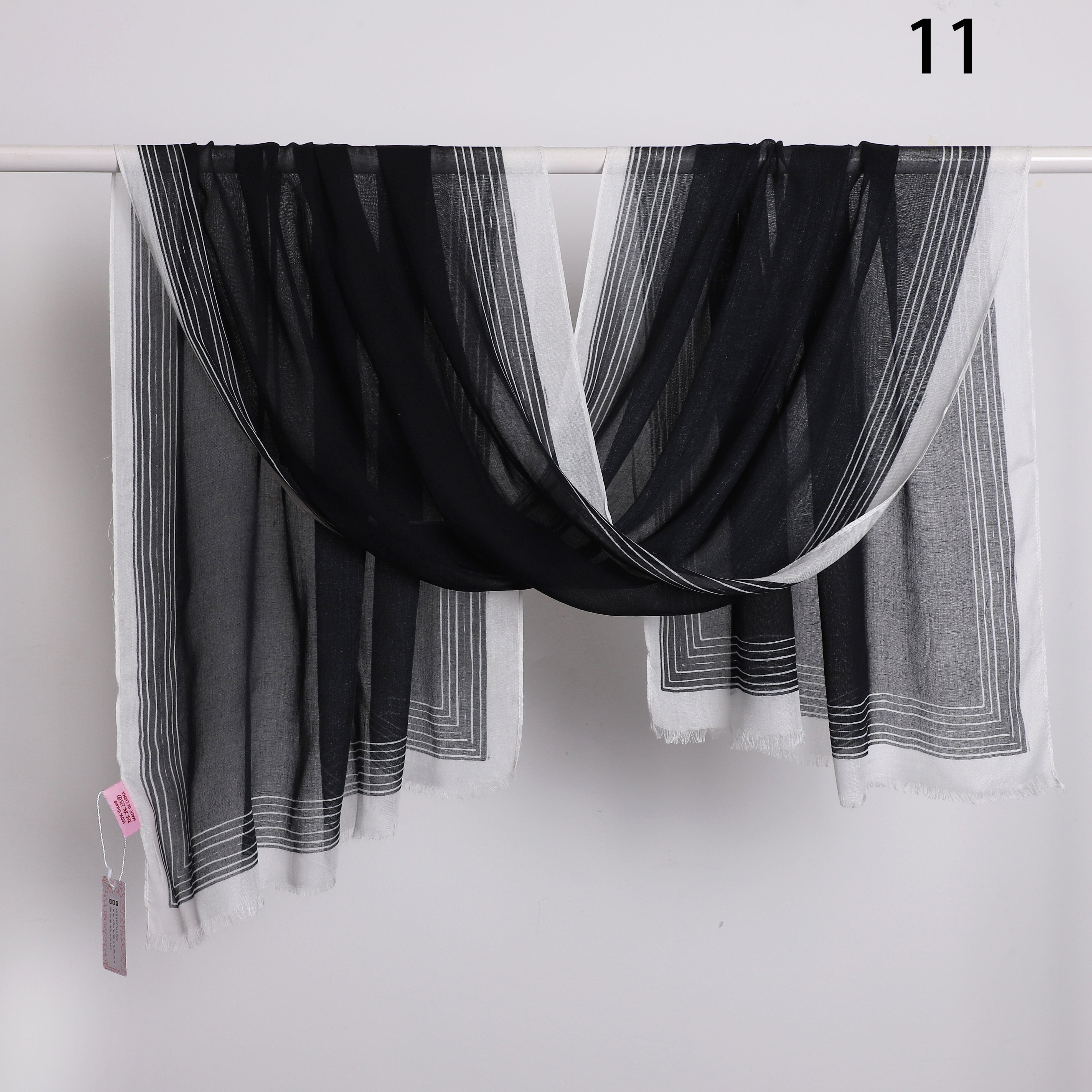 Wide Border Linen Scarf