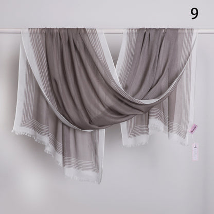 Wide Border Linen Scarf