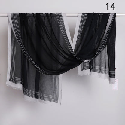 Wide Border Linen Scarf