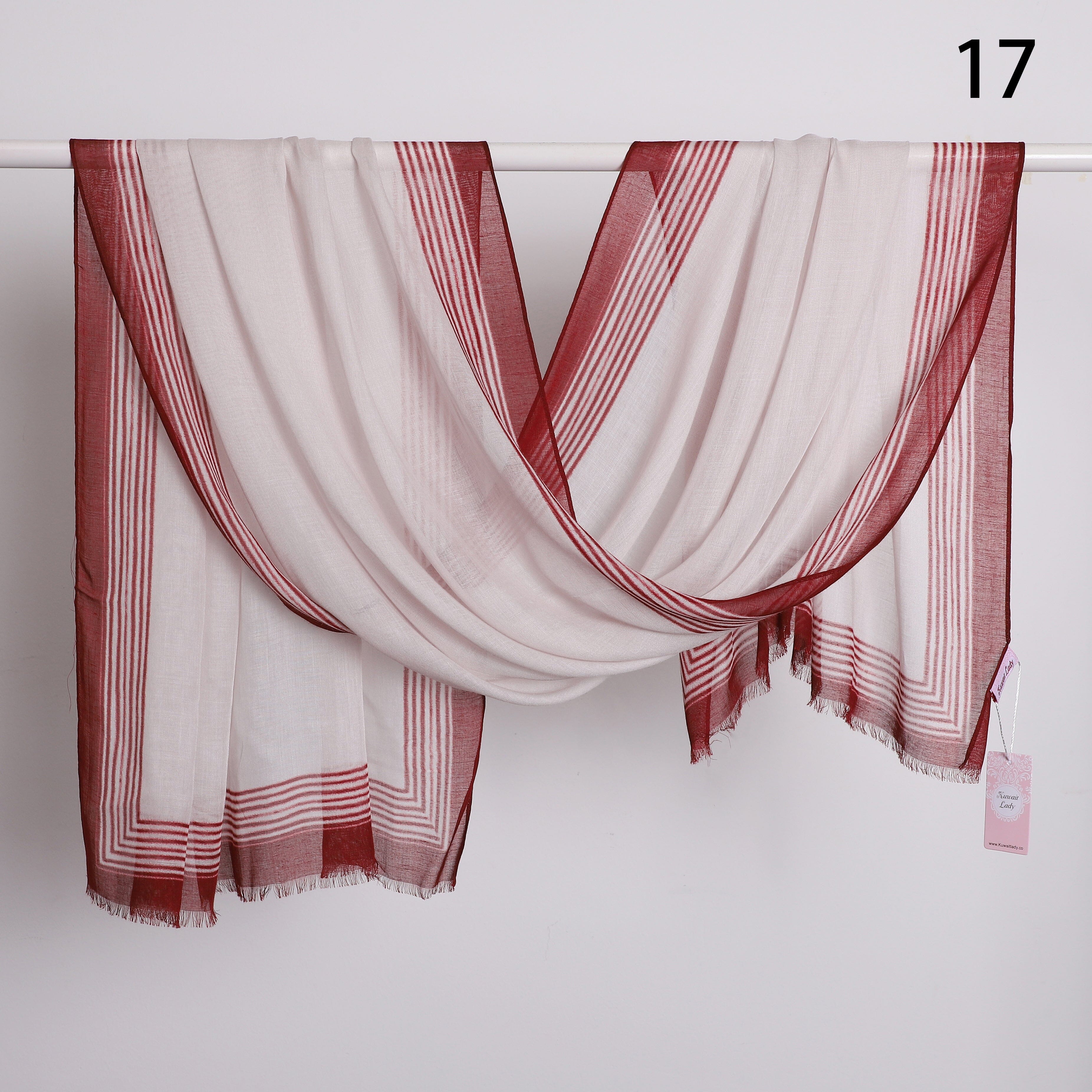 Wide Border Linen Scarf