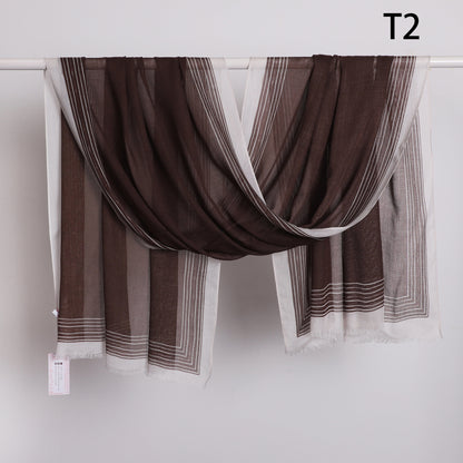 Wide Border Linen Scarf