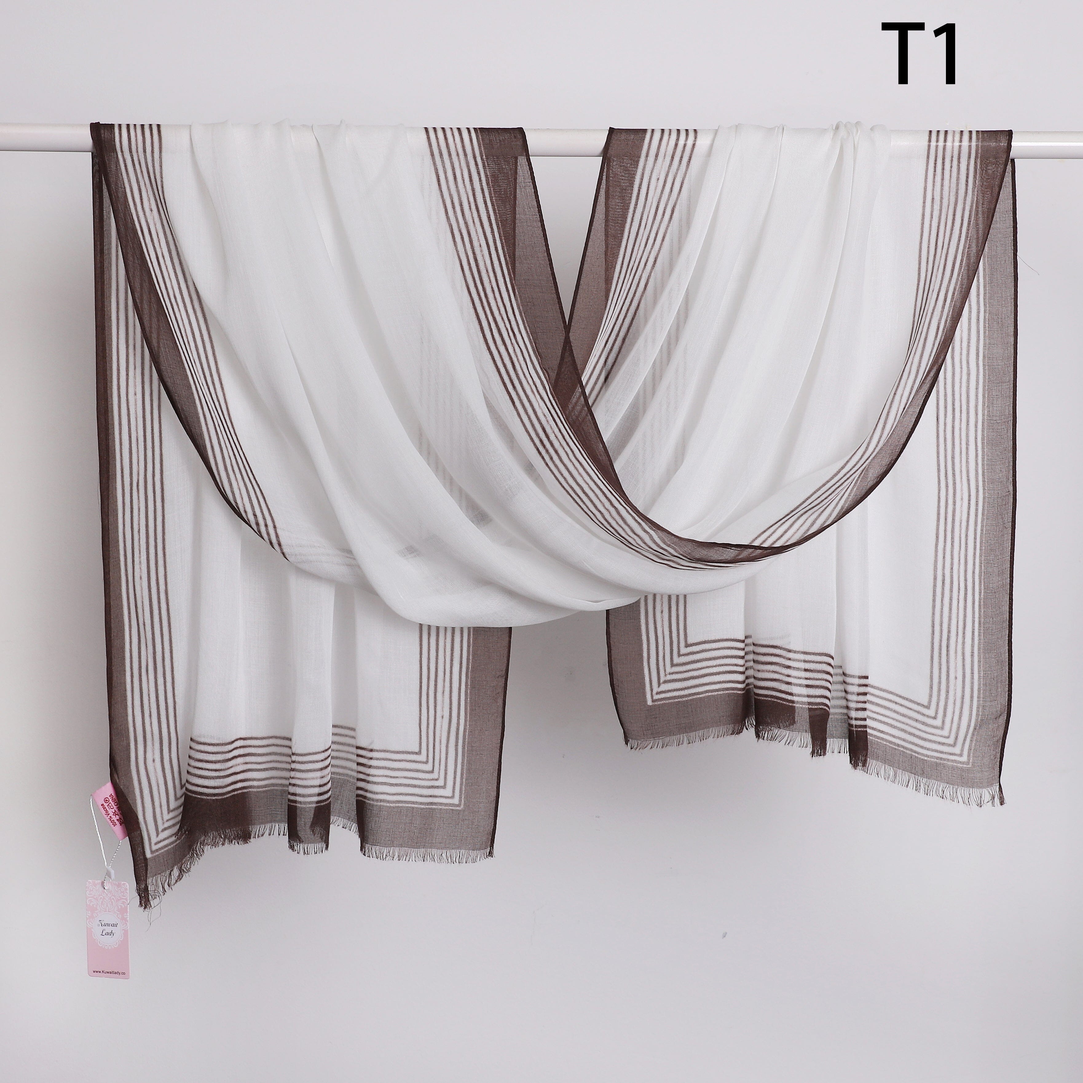 Wide Border Linen Scarf