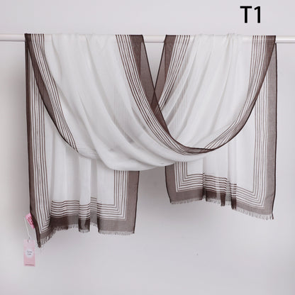 Wide Border Linen Scarf