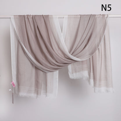 Wide Border Linen Scarf