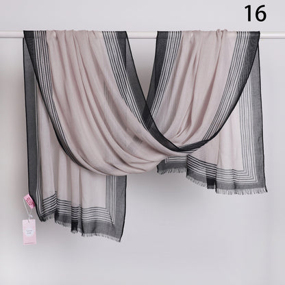 Wide Border Linen Scarf